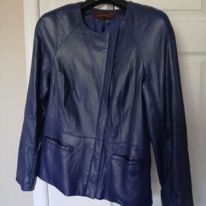 Hal Rubenstein Navy Blue Soft Leather Jacket